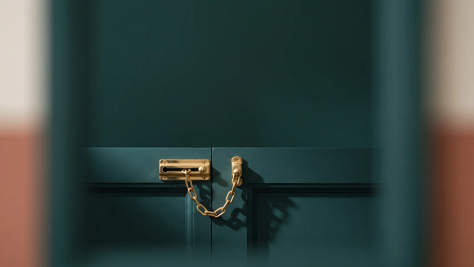 A door secured with a chain