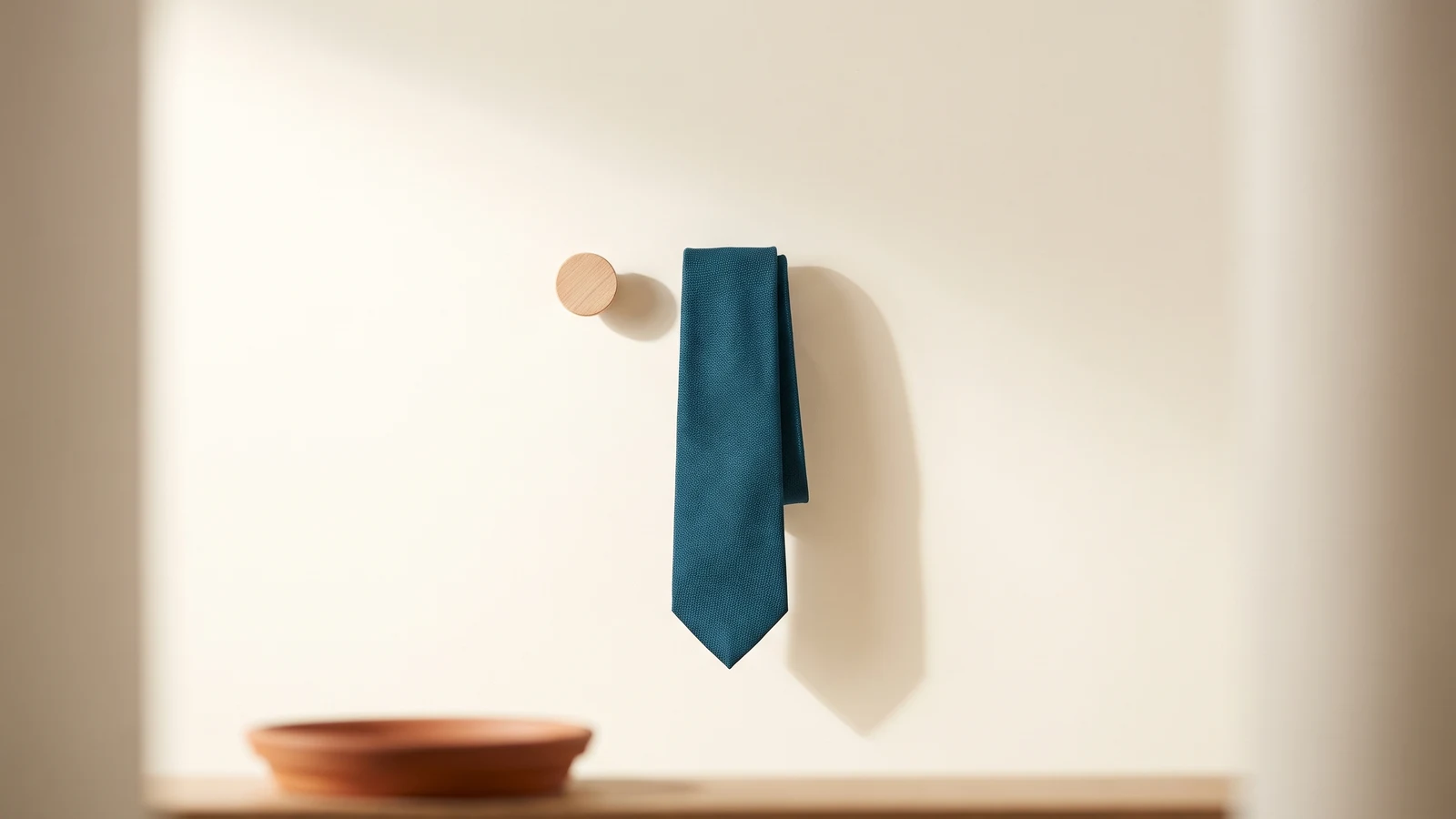 A folded necktie set aside