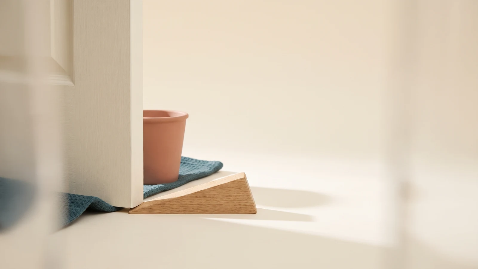 A doorstop holding a door open