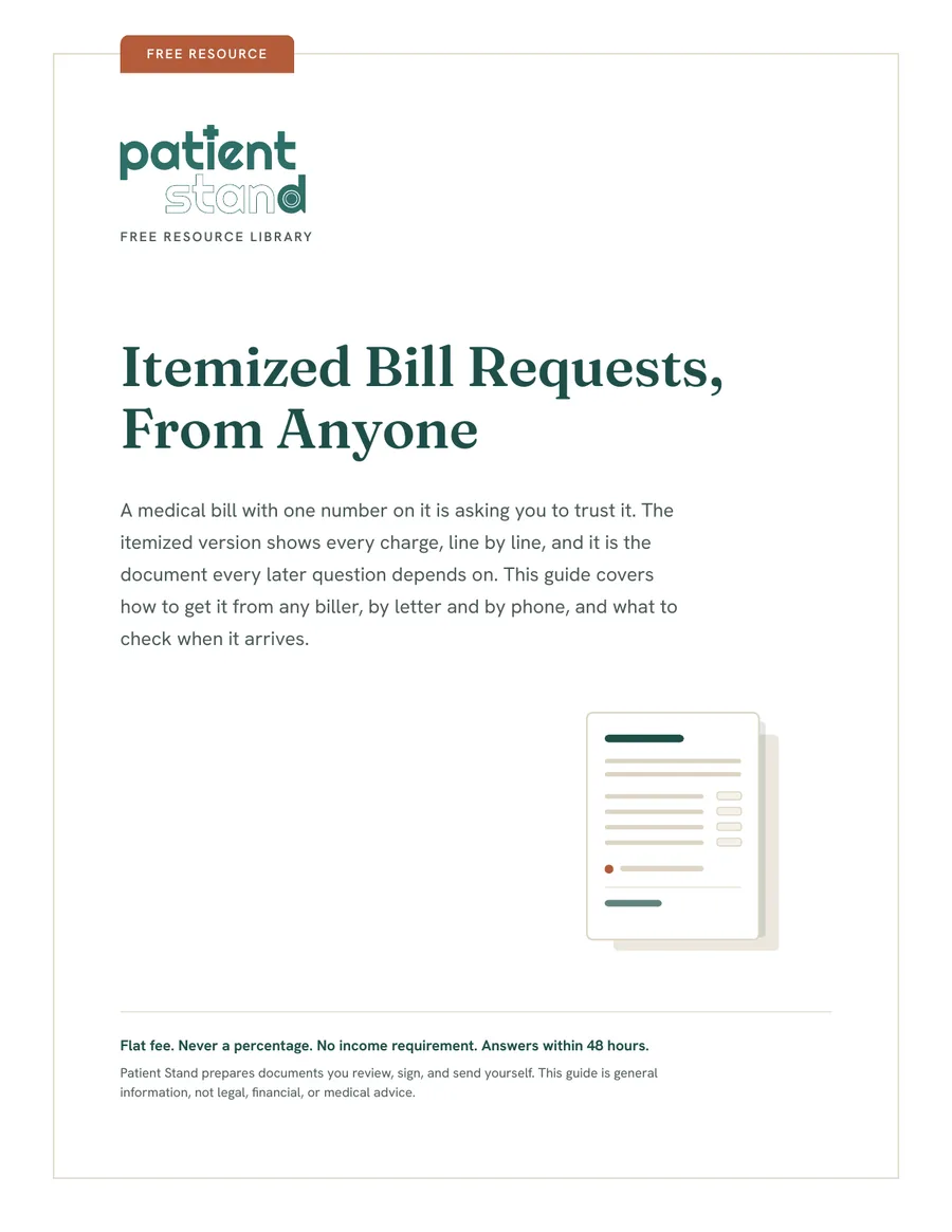Cover of the Itemized Bill Requests, From Anyone guide.